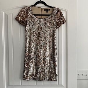 Express Gold Sequin Mini Dress
